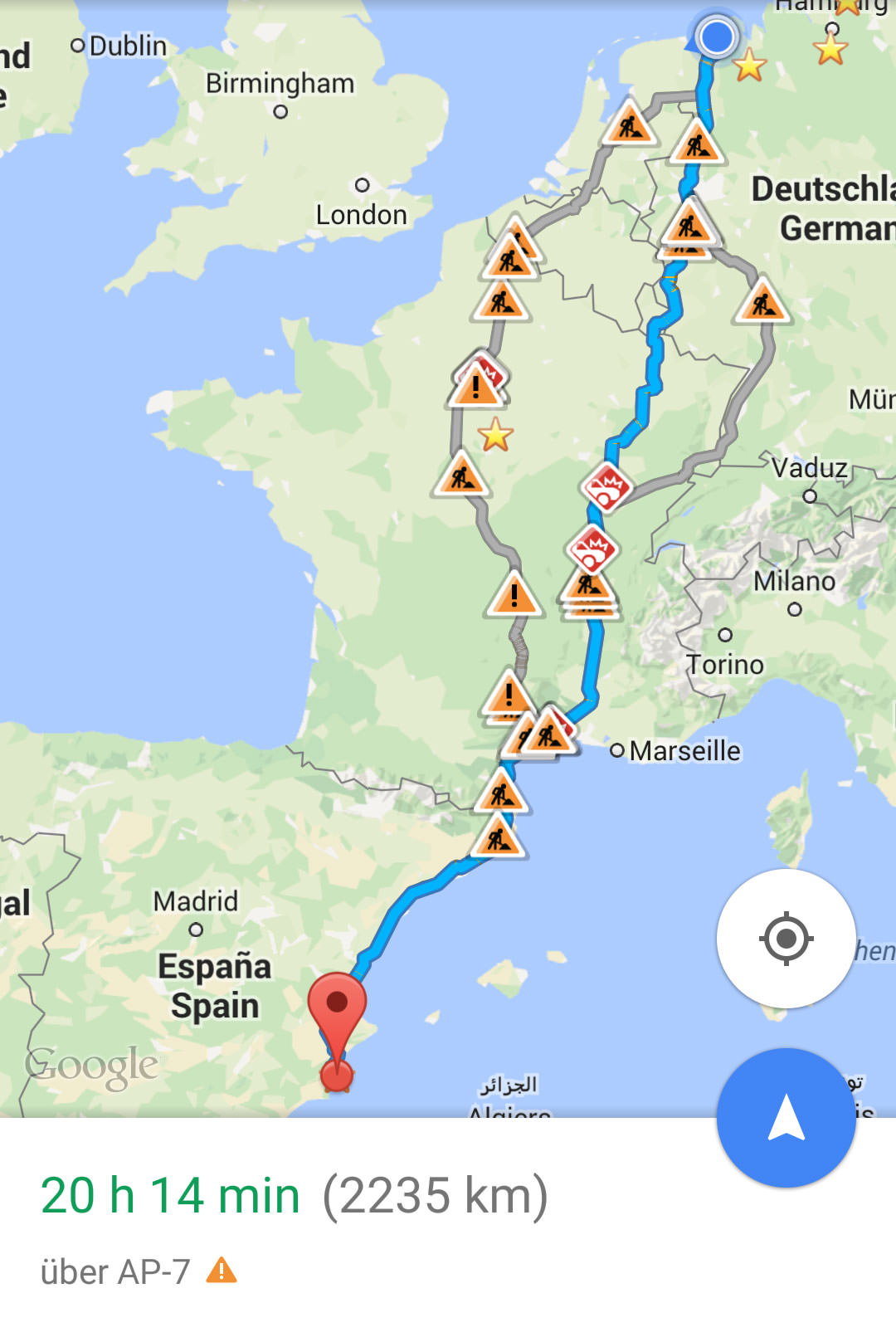 Und wieder mit dem Auto nach Spanien