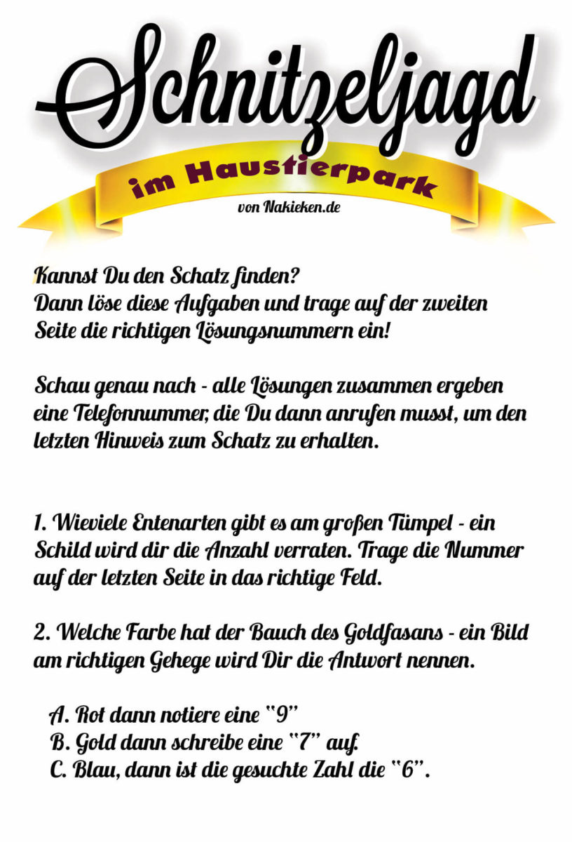 Schnitzeljagd Rätsel Seite 1
