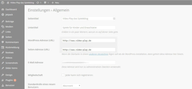 Das Wordpress Blog auf eine andere Domain umziehen