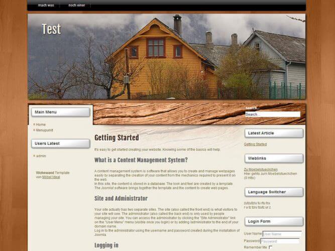 Webseitenvorlage in Holz