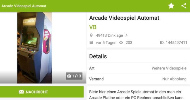 Anzeige bei eBay Kleinanzeigen