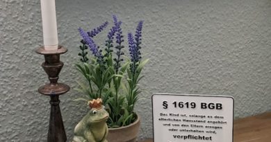 Das gedruckte Schild im Flur